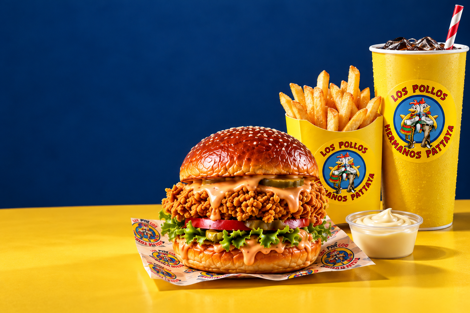 Un Say My Name, des frites moyennes, un cola standard et une sauce mayo.